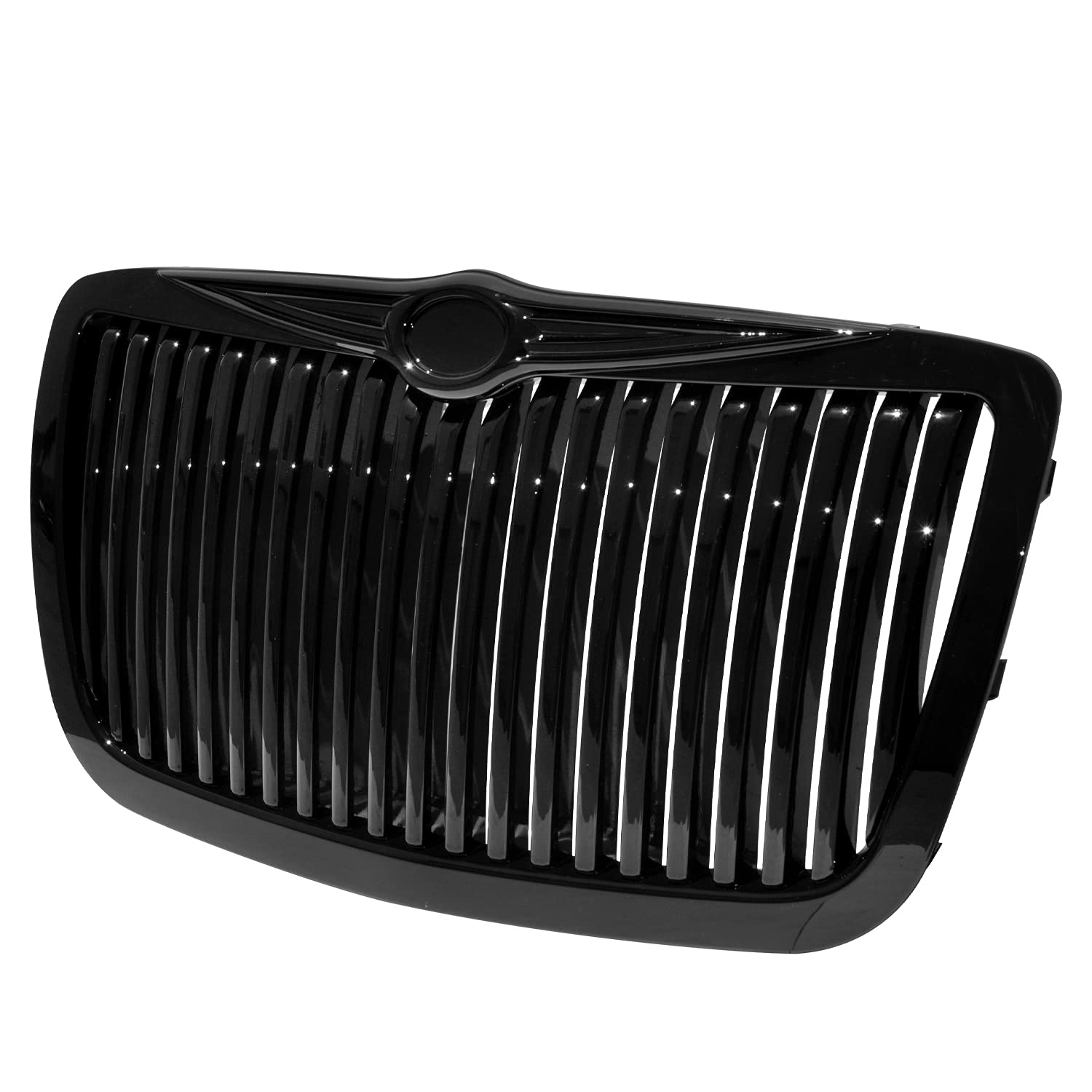 Spec-D Tuning Front Vertical Grill Hood Grille Black Compatible with 2005-2010 Chrysler 300 300C