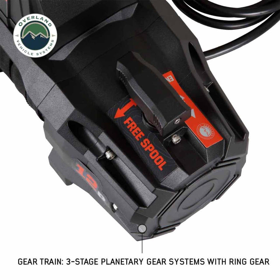 Scar Off Road Overland Vehicle Systems 19129901 12V Electric Winch with Synthetic Rope & Wireless Remote - 12,000 lb Pulling Capacity - Waterproof IP68 Rated - Perfect for Off-Road Recovery
