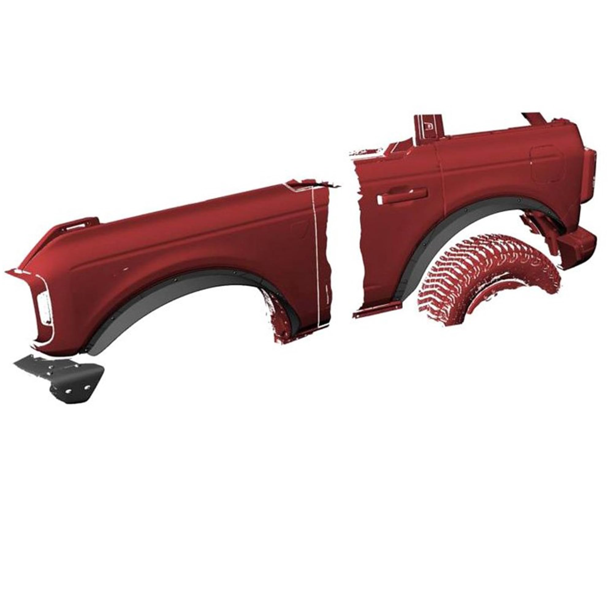 Fender Flares Black Horse Smooth Pocket Style Black Compatible with 2021-2023 Ford Bronco Sport-FF-FBS21SM