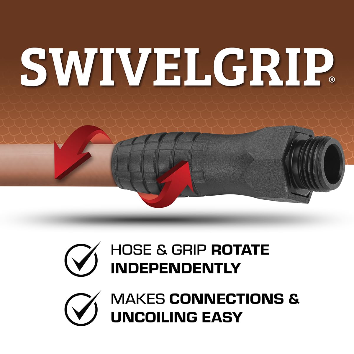 Colors Flexzilla SwivelGrip Garden Hose 5/8 in. x 25 ft., Lightweight All-Weather Water Hose, Durable and Flexible, Leak-Free Connections, Red Clay