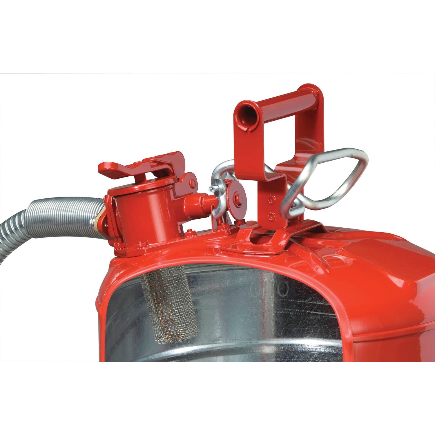2 Gallon Justrite Type II Blue Safety Can for Kerosene with Flame Arrester, Self-Closing Lid, and 5/8" Flexible Metal Spout, Made in the USA, Galvanized Steel Flammable Storage Can, 7220320