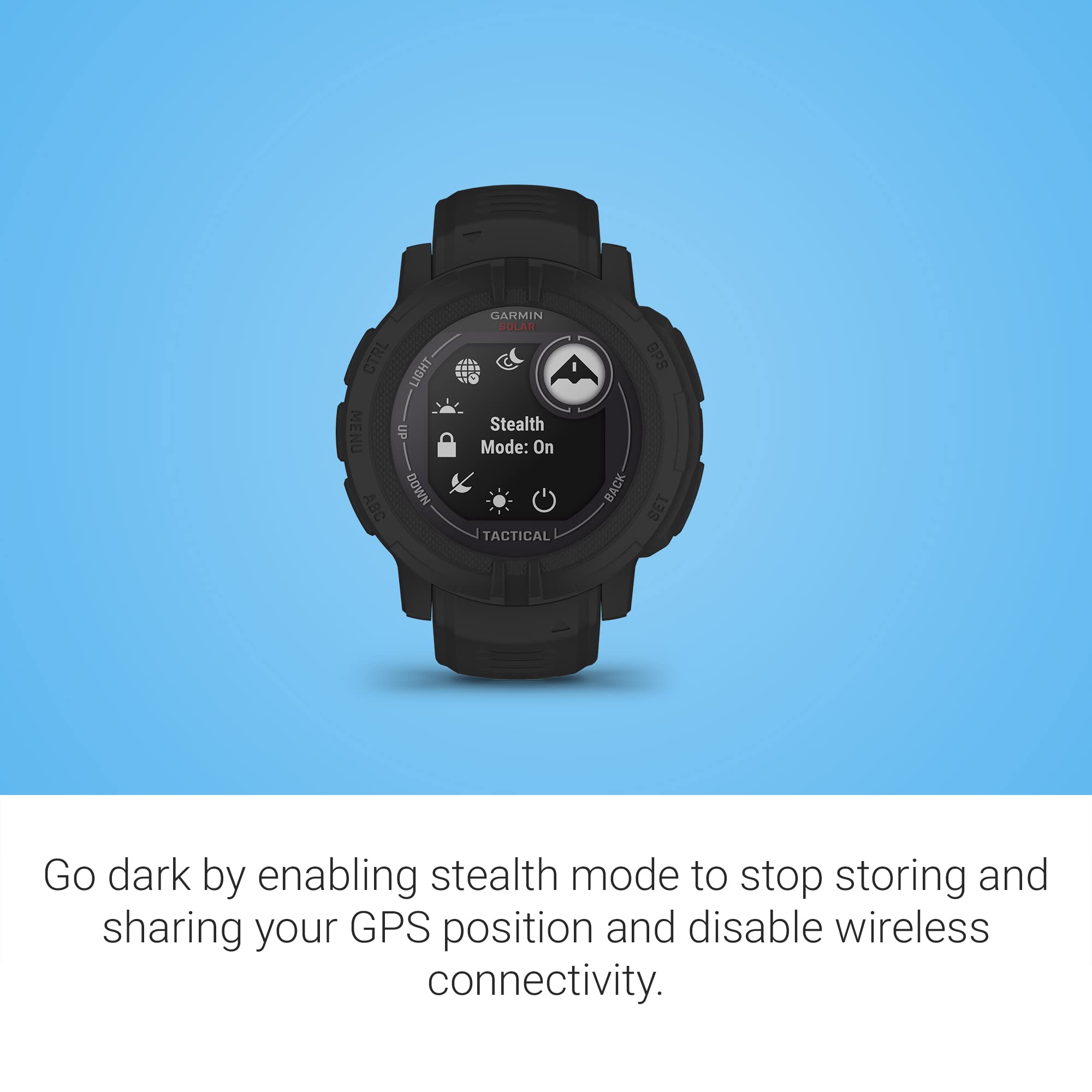 Garmin Instinct 2 Solar, Rugged Outdoor Watch Tactical-Edition with GPS, Solar Charging Capabilities, Built for All Elements, Multi-GNSS Support, Tracback Routing and More, Black