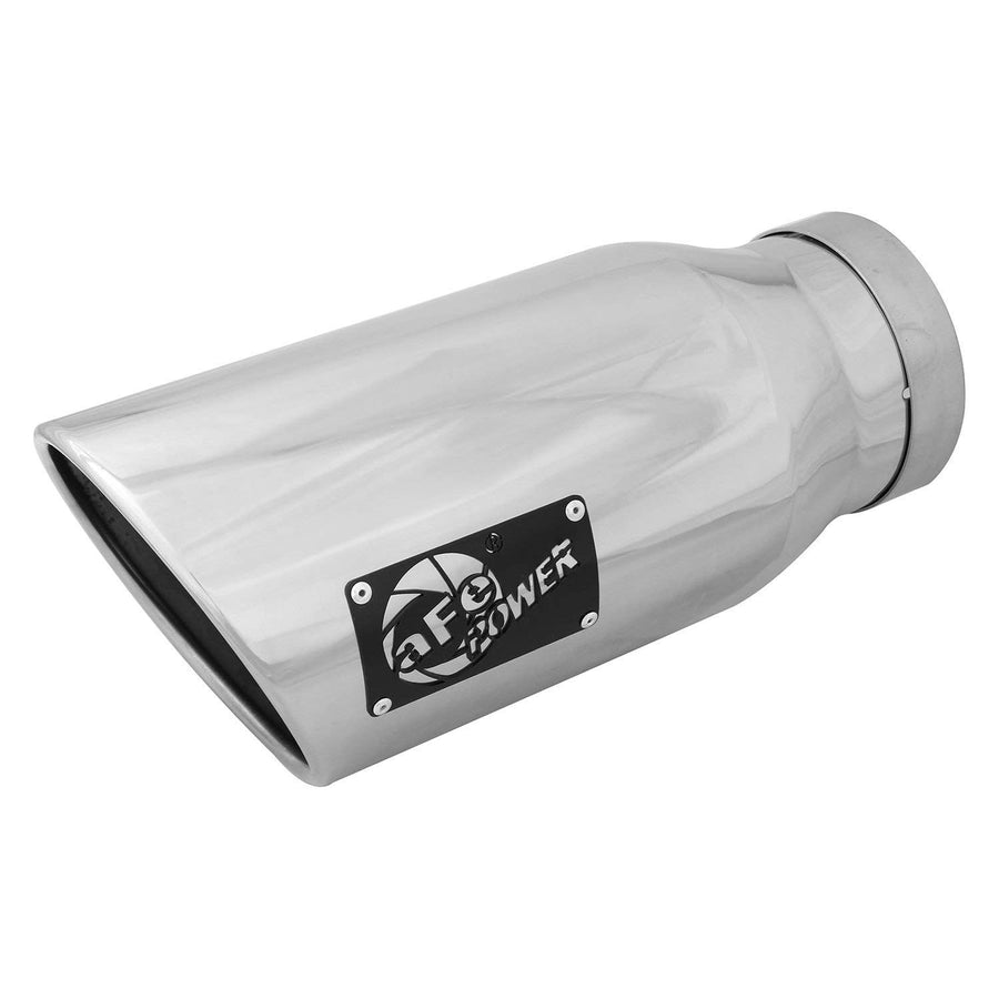 5" Inlet aFe Power 49T50702-P15 x 7" Outlet x 15" Length Polished Stainless Steel Bolt-On Diesel Exhaust Tip
