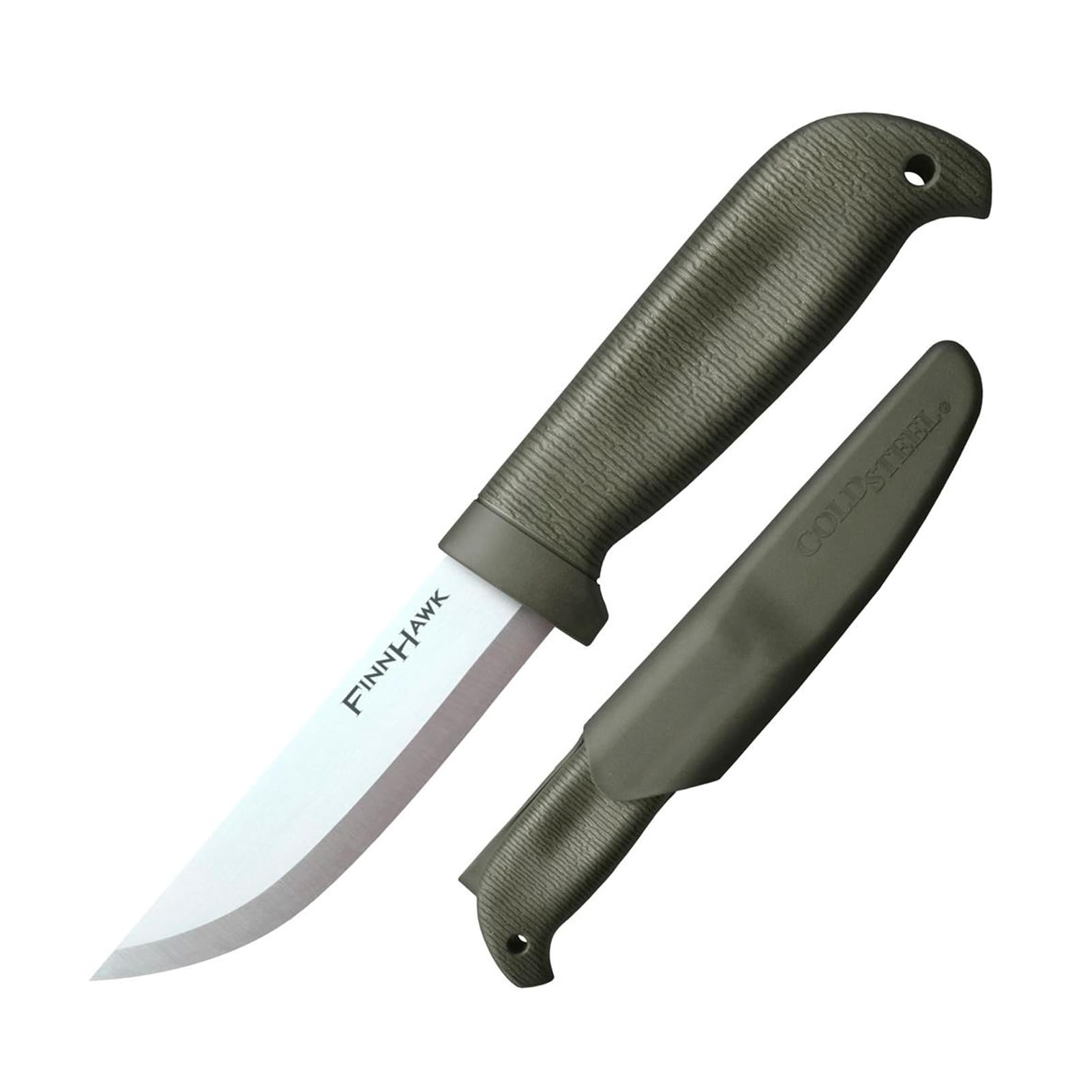 Cold Steel 4" Finn Hawk Durable Compact German 4116 Steel Fixed Blade Outdoor Bushcraft Game Hunting Utility Knife, 4-1/2" Textured Handle with TPR, Secure-Ex Sheath