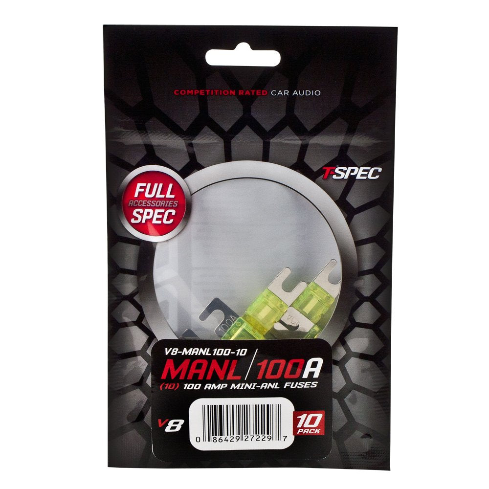 V8 Series T-Spec Nickel Plated MINI ANL Fuses, 10 Pack