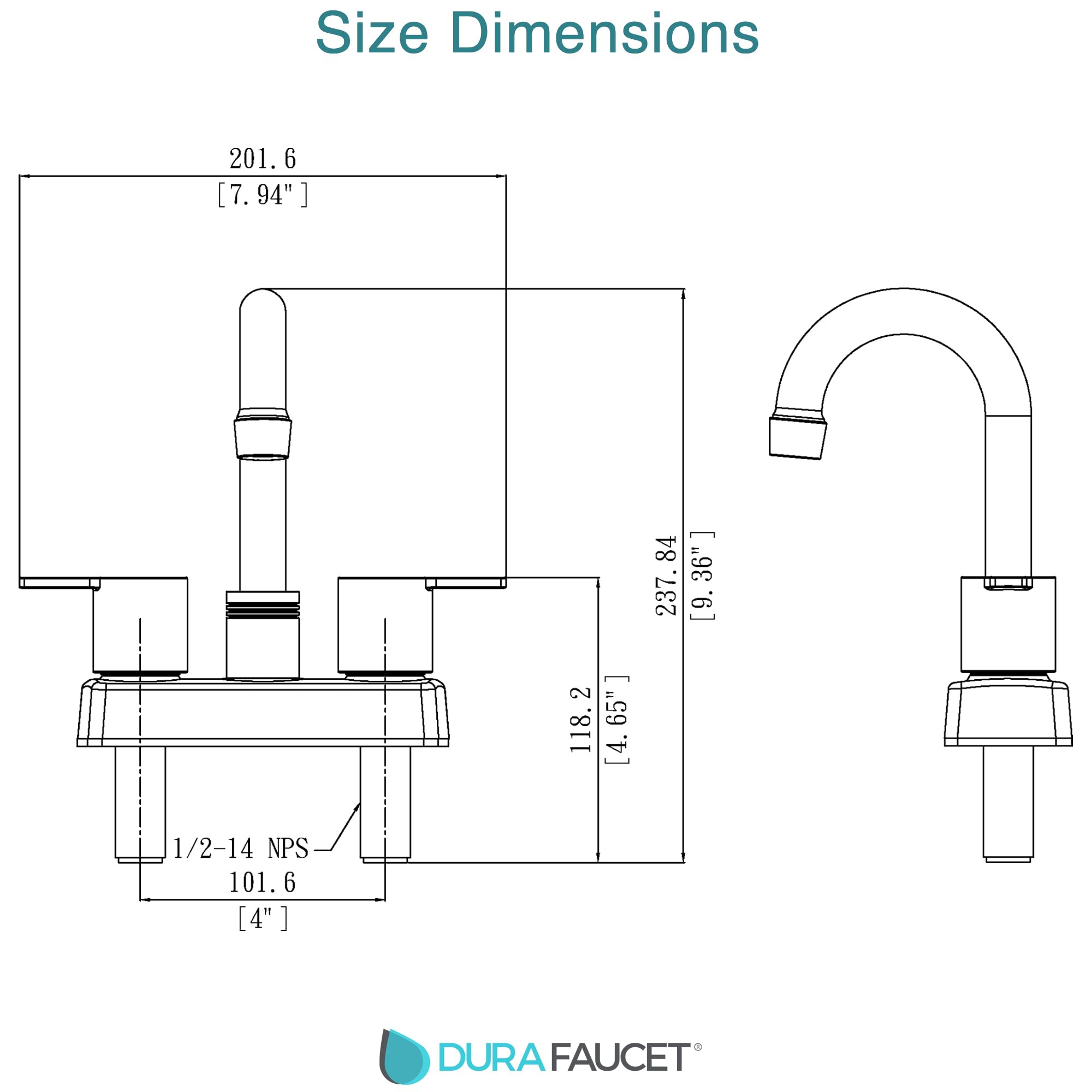 Dura Faucet Modern (DF-PB155M-CP) RV Bathroom Faucet with Dual Levers – Chrome Polished 4-Inch Center Set, High-Arc Spout, Easy 2-Hole Installation – Lightweight, Lead-Free, and Washerless Design