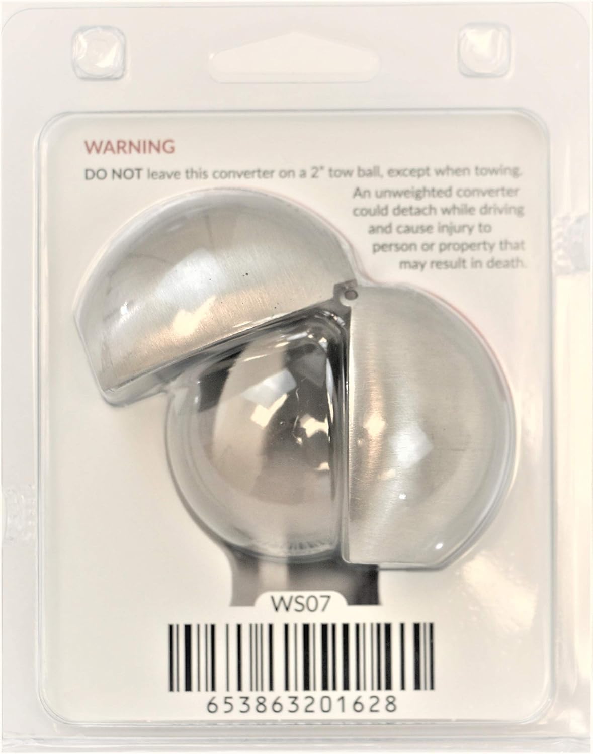 Stainless Steel Weigh Safe Clamshell - Tow Ball Adapter - Converts 2" Tow Ball to 2-5/16" - Universal Fit - Premium Hitch Accessory