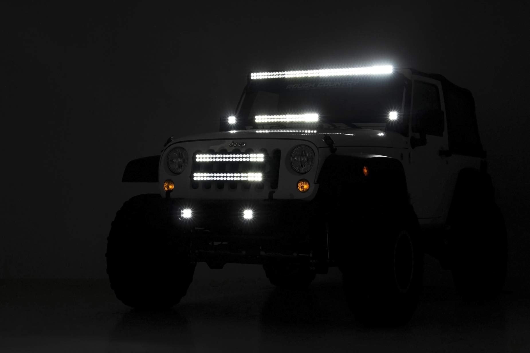 Black Series Rough Country LED Fog Light Kit for 10-18 Jeep Wrangler JK - 70630