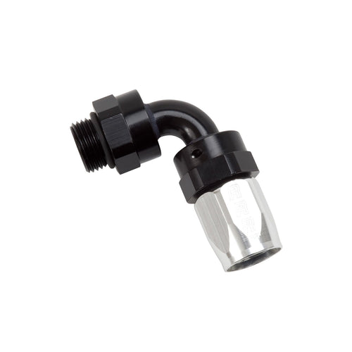 Hose End RUSSELL #8 To #8 Radius Inlet Port 90 Deg Blk/Clr