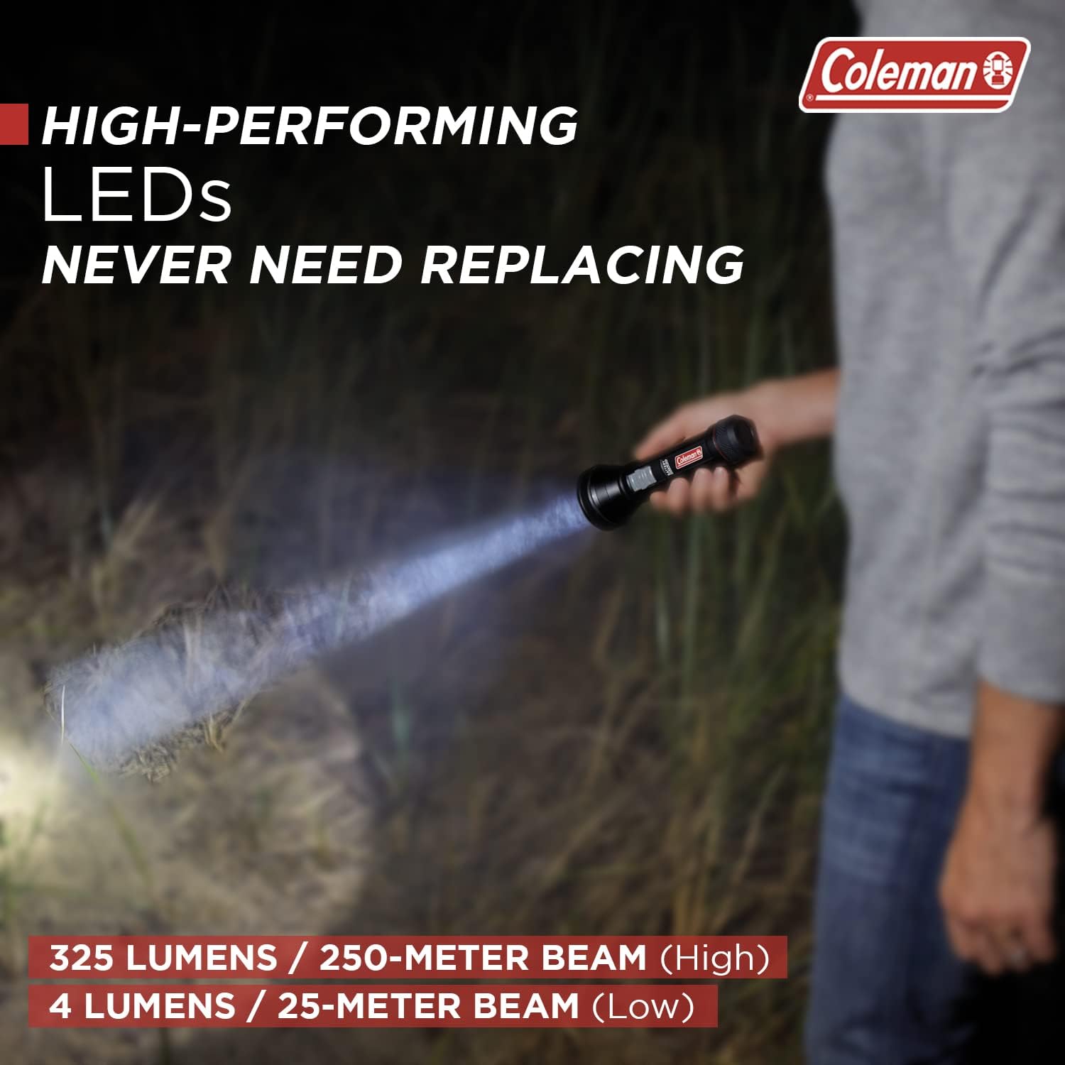 LED Coleman Flashlight | 325 Meter Flashlight with BatteryGuard