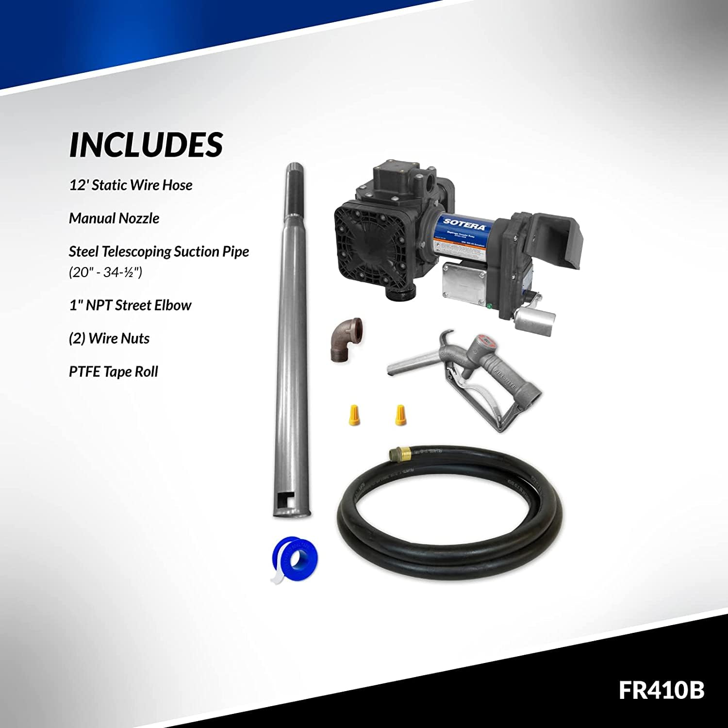 12V Sotera FR410B Oil Transfer Pump w/Drum Mount Package 15 GPM