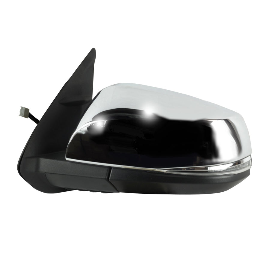 Driver Side Fit Mirror for Toyota Tacoma, Textured Black w/Chrome Cover, w/Turn Signal, Blind spot Detection System, Foldaway, w/o Puddle lamp, w/o spot Mirror, Heated Power
