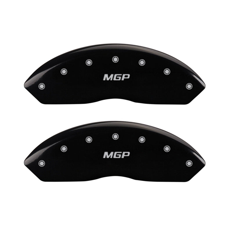 Caliper Covers MGP 39015SMGPBK Black Powder Coat Finish with Silver Characters, Set of 4