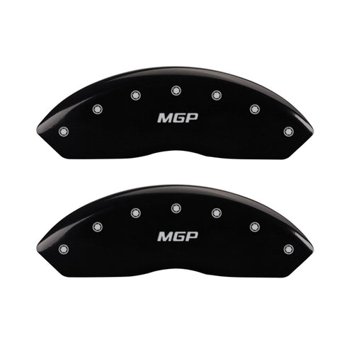 MGP 'MGP' Engraved Caliper Covers 11205SMGPBK with Black Powder Coat Finish and Silver Characters, (Set of 4)