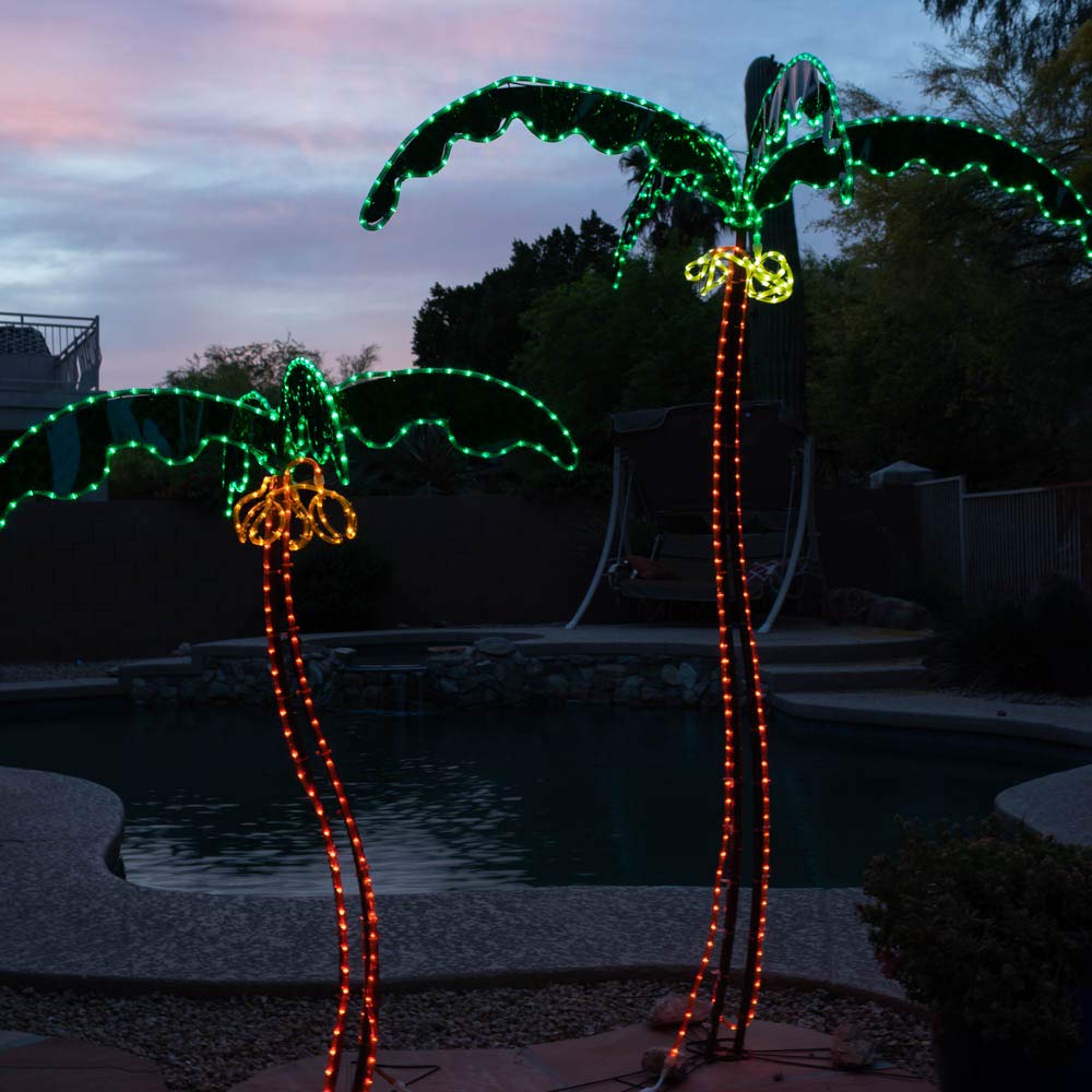 LongLife Green 7-Feet Decorative Palm Tree Light - with Coconuts Super Bright LED Rope Light for Indoor and Outdoor Use