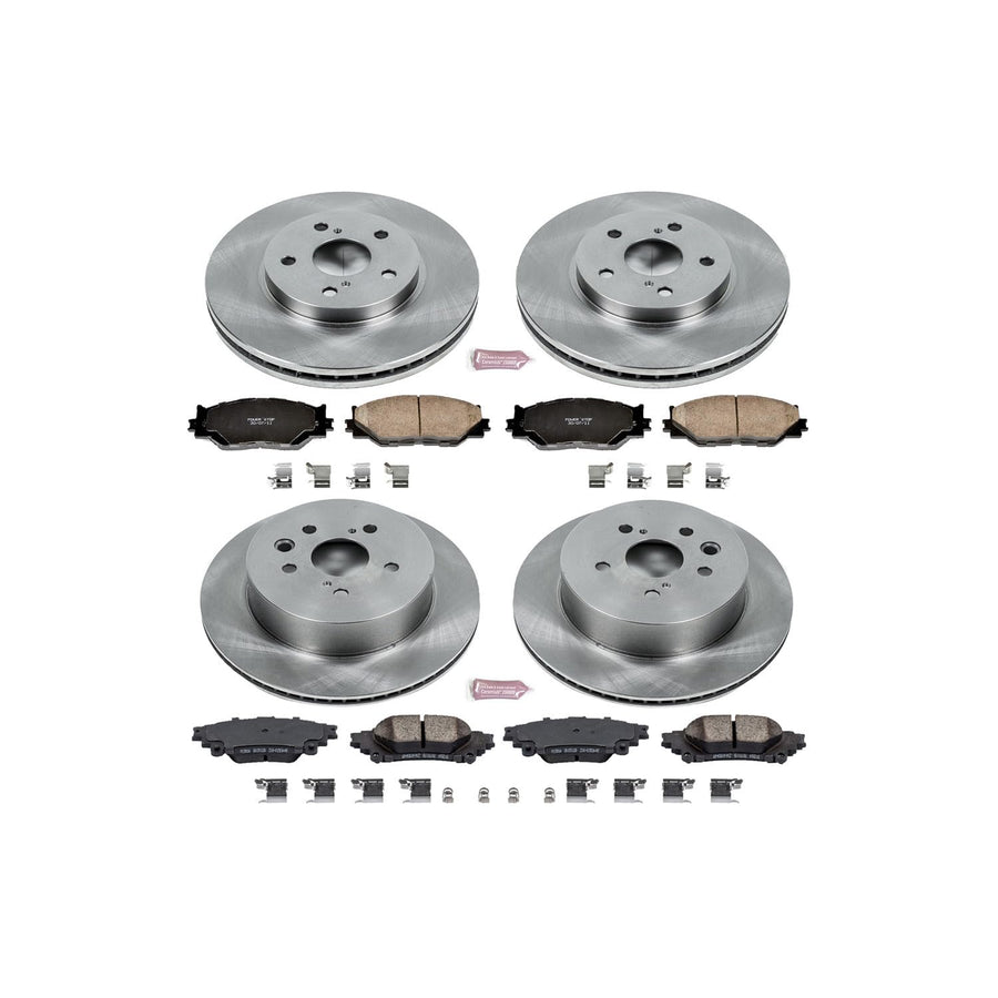 Power Stop Autospecialty KOE6987 Front and Rear Replacement Brake Kit-OE Brake Rotors & Ceramic Brake Pads For Lexus IS250 2014-2015 [Model Specific]