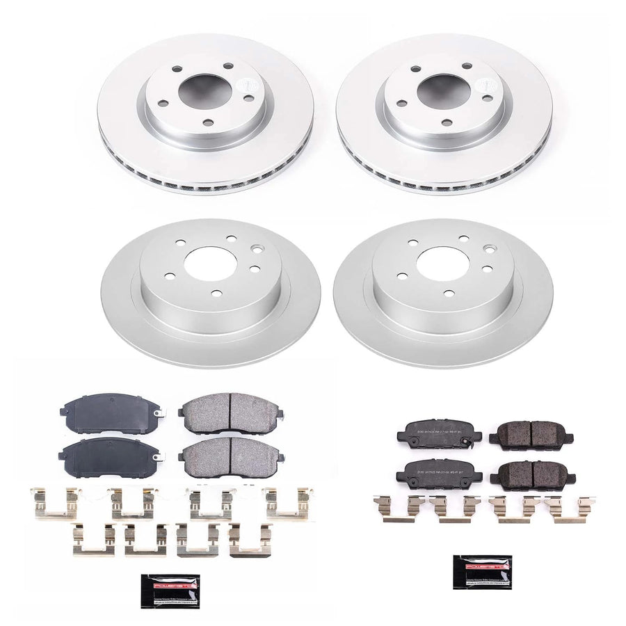 Power Stop Front and Rear CRK8359 Coated Brake Rotors and Z17 Ceramic Brake Pads Kit For Nissan Sentra 2019 [Model Specific]