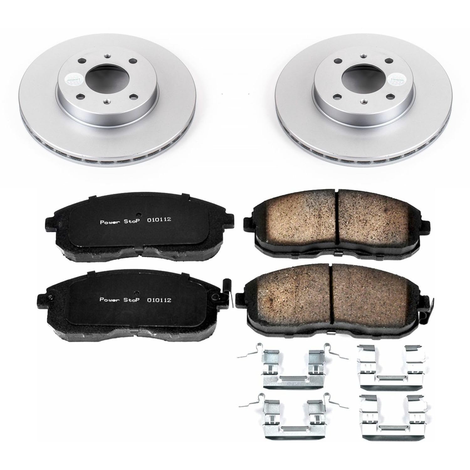 Power Stop Coated Brake Rotor CRK749 & Ceramic Brake Pads- front For INFINITI G20 1999-2002, Nissan Altima 1993-2001, Nissan Sentra 2000-2006 [Model Specific]