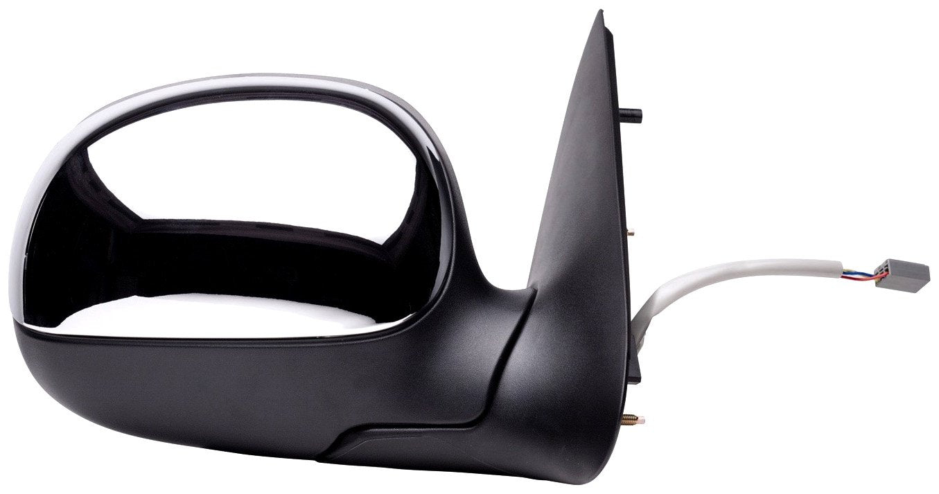 Fit System Side Passenger Mirror for Ford F150, F250 LD Pick-Up, Black, w/Chrome Cover, Foldaway, Power