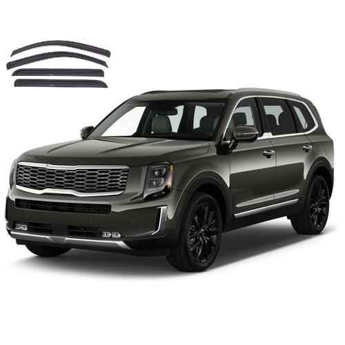Off Road Black Horse [BHOR Tape On Rain Guards/Wind Deflectors Compatible with 2020-2024 Kia Telluride Smoke 4 PCs - 144711