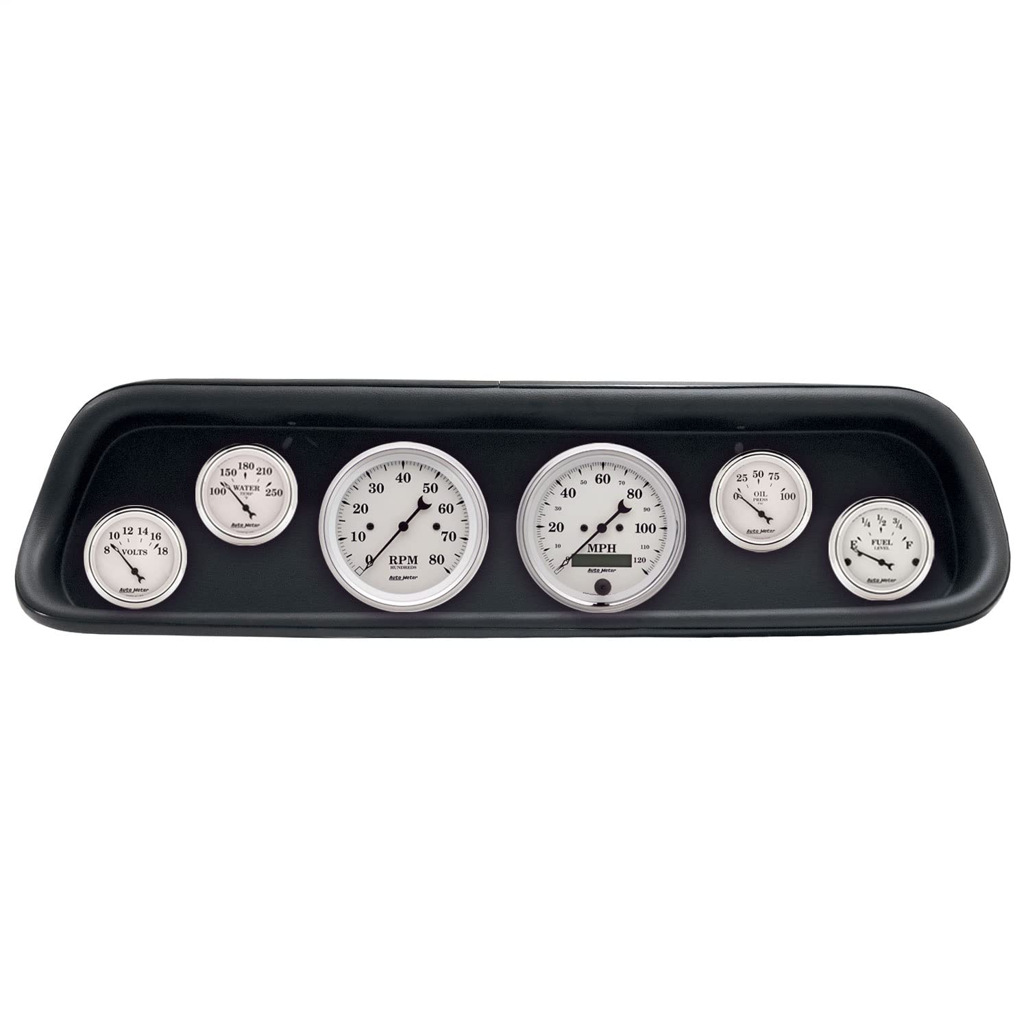 AutoMeter Dash Kit Direct Fit, (3 3/8" X2, 2 1/16" X4), Ford Mustang 64-65, Old-TYME White (2107-08)