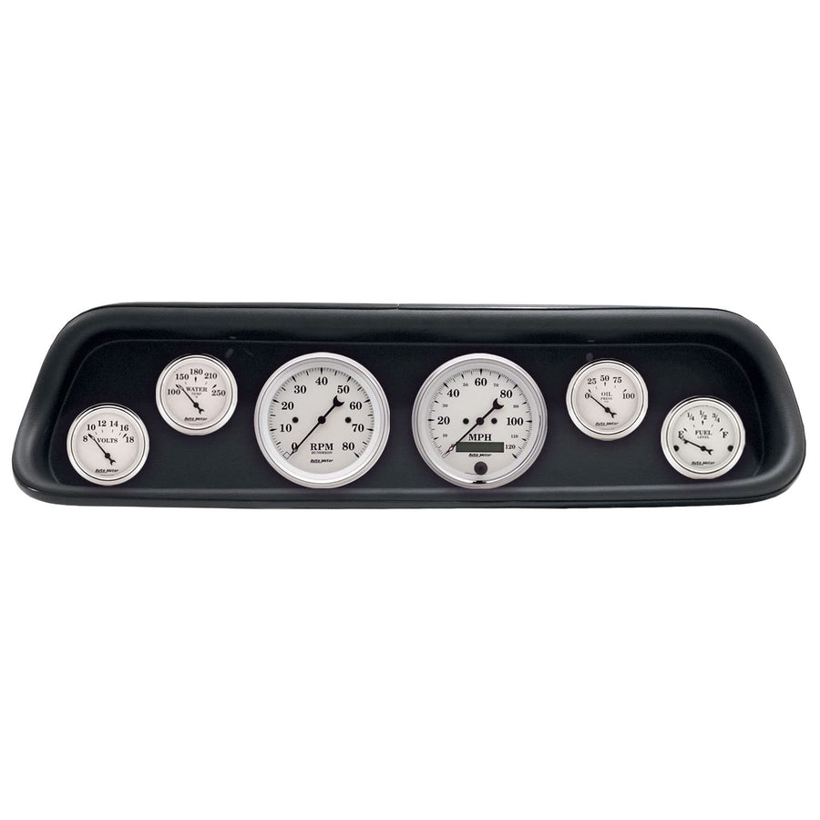 AutoMeter Dash Kit Direct Fit, (3 3/8" X2, 2 1/16" X4), Ford Mustang 64-65, Old-TYME White (2107-08)