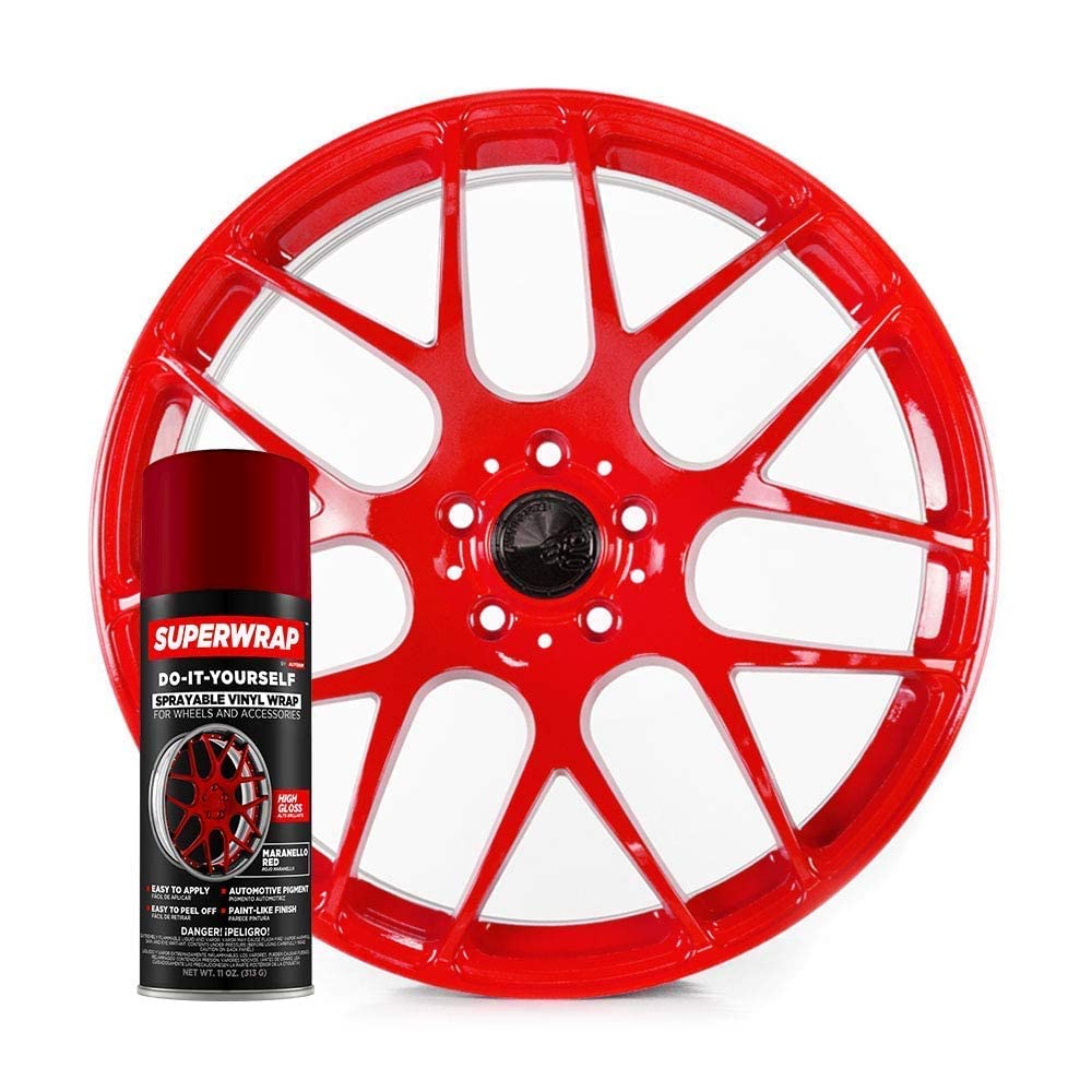 Sprayable Superwrap Vinyl Wrap for Wheels & Accessories - 11oz Spray Can/Paint - High Gloss - Maranello Red (Requires a White Base Coat)