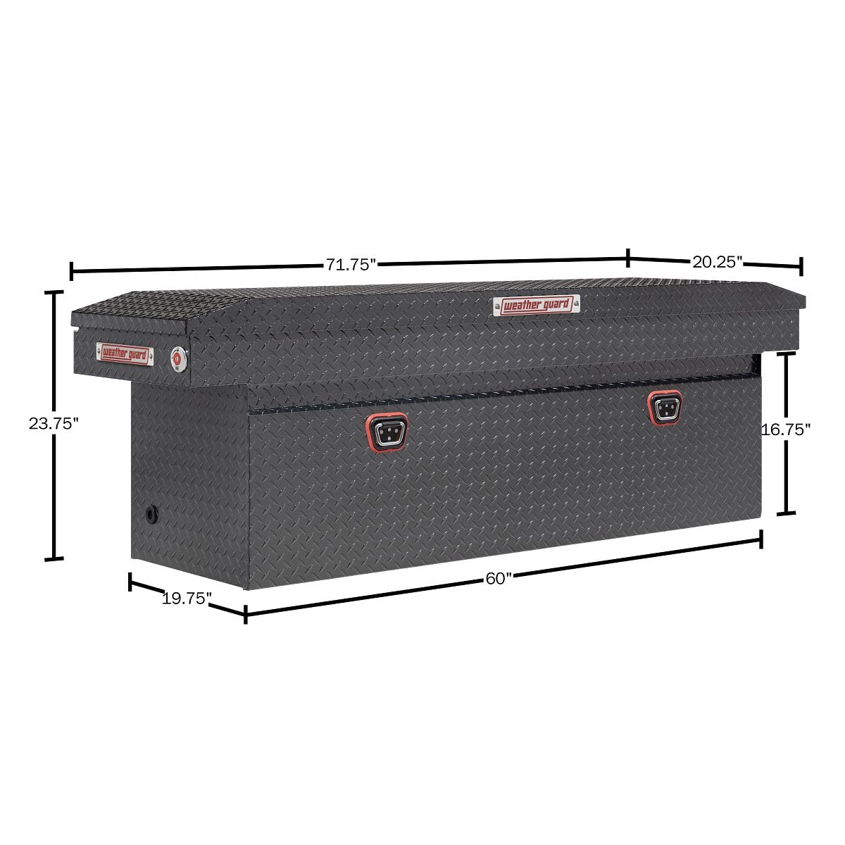 Weather Guard Saddle Truck Box Model 123-6-04, Aluminum, For Full Size Trucks, Deep, Gunmetal Gray, 15.0 cu ft capacity