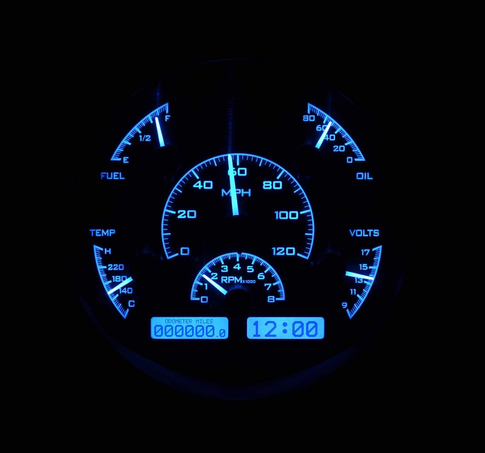 Dakota Digital VHX-61F-PU-K-B Analog Dash Gauge System Compatible with 1961-66 Ford Pickup Truck Black Alloy Blue Backlighting