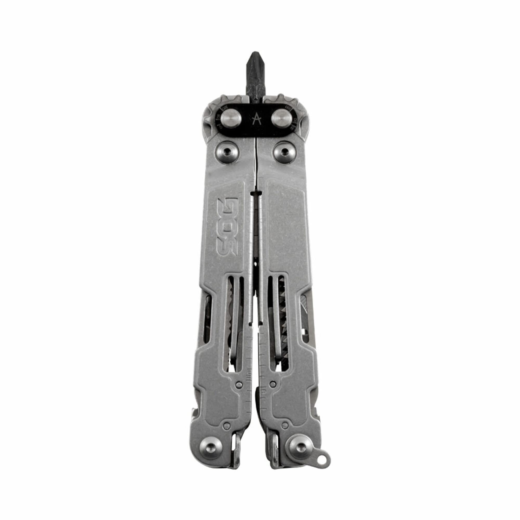 SOG Deluxe PowerAccess All-Around Heavy Duty Stainless Steel Multi-Tool w/Nylon Sheath, Two Knife Blades, Can & Bottle Opener, Stone Wash