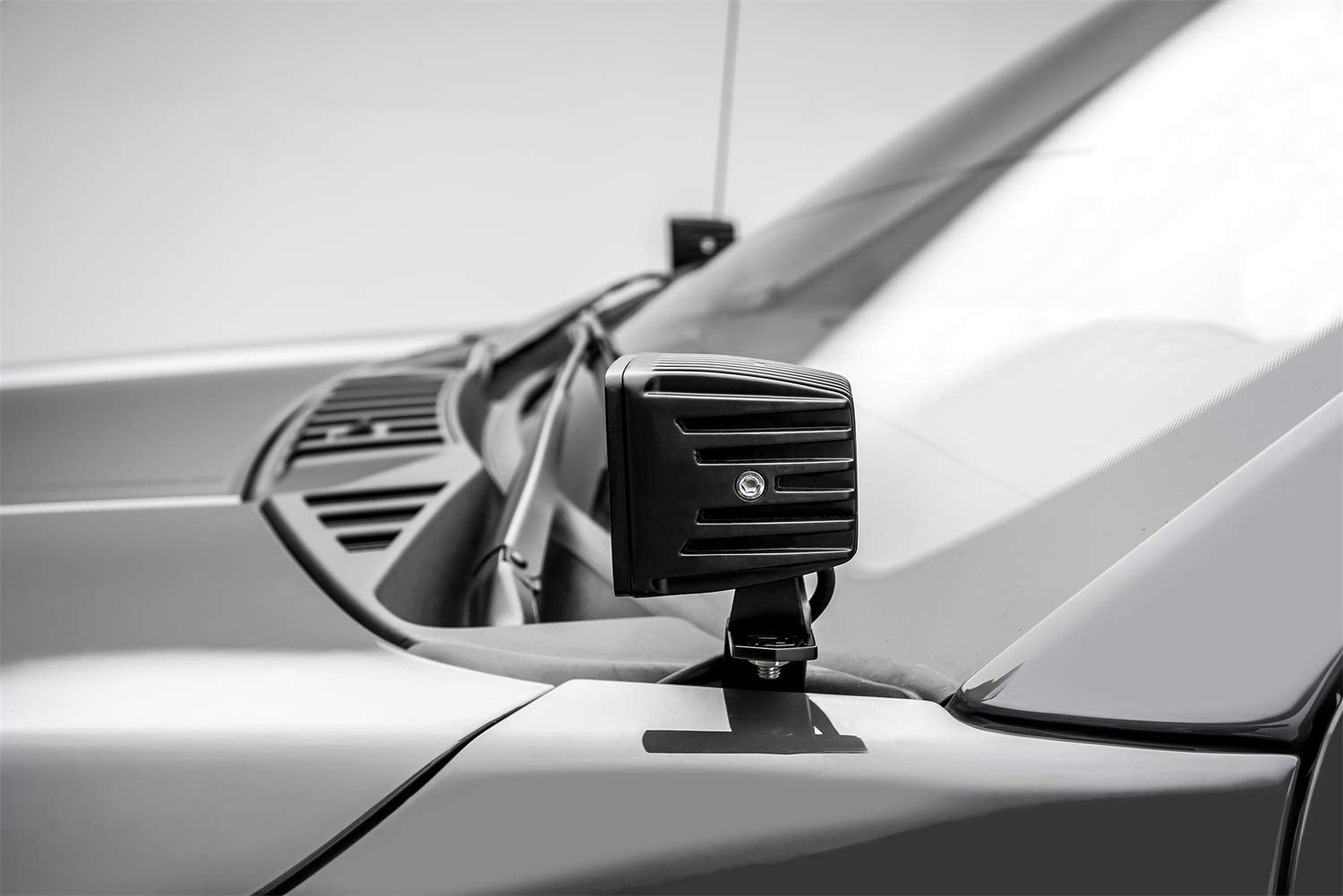 ZROADZ LED Kit Ditch Hood Hinge - Compatible w/ 2018-2020 Ford F150 - Incl. (2) 3 Inch Pod Lights - Mild Steel Gloss Black Finish - Easy Bolt-On Installation - PN #Z365711-KIT2