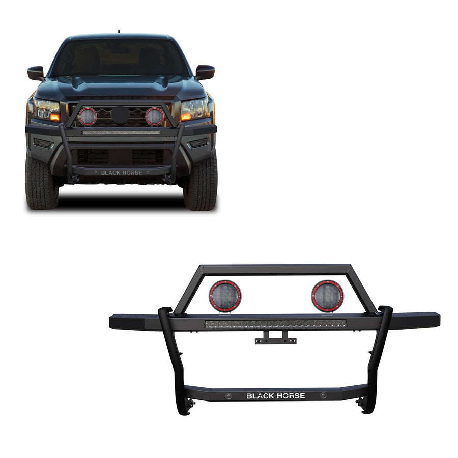 Rambler Black Horse Grille Guard Kit Modular Black Compatible with 2022-2024 Nissan Frontier-RAGN01-K1PLFR