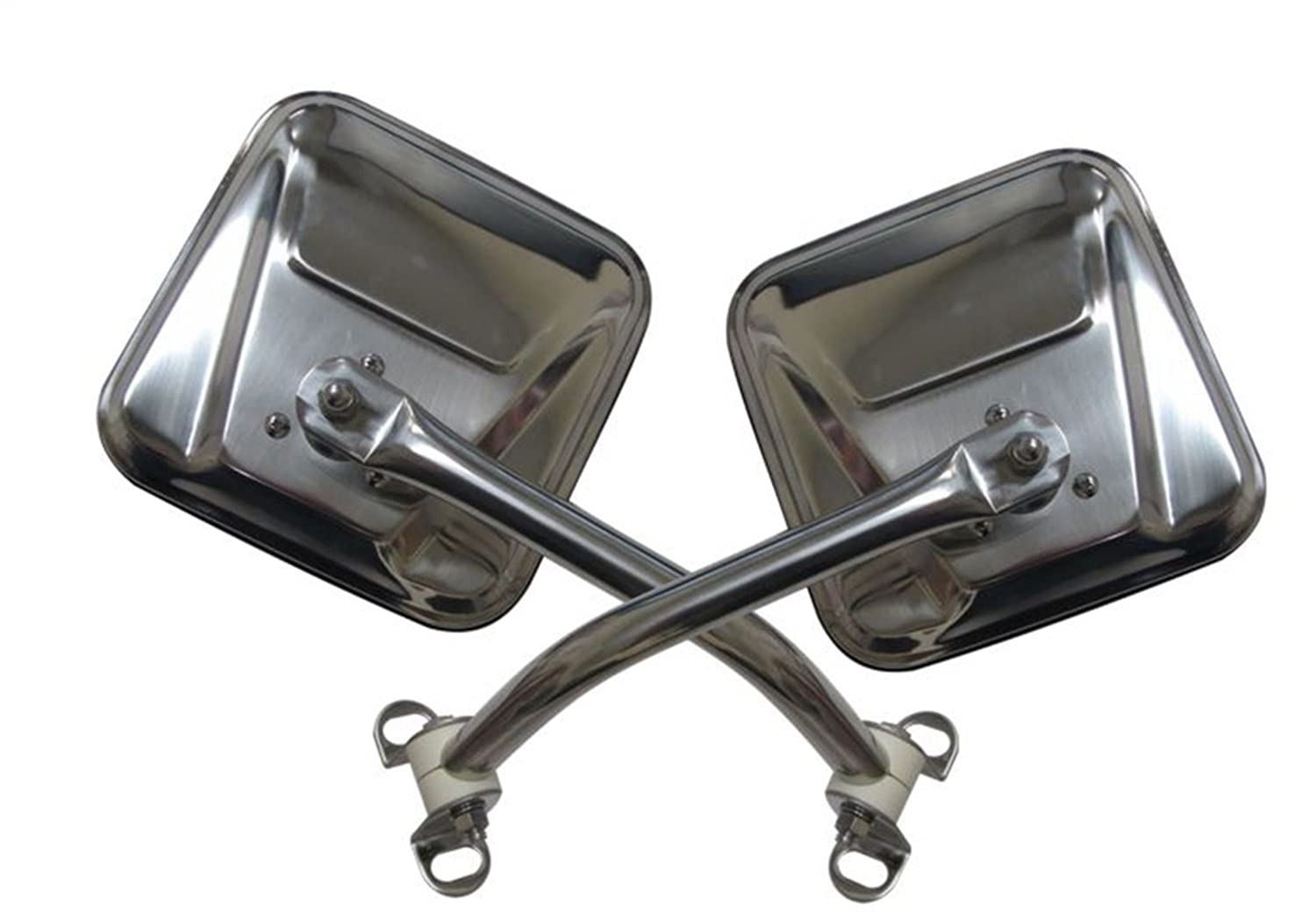 Rampage Products Replacement Steel Mirror Kit Rampage Factory Style | Pair, Stainless Steel | 7418 | Fits 1976 - 1995 Jeep CJ5 & Wrangler