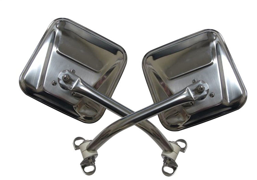 Rampage Products Replacement Steel Mirror Kit Rampage Factory Style | Pair, Stainless Steel | 7418 | Fits 1976 - 1995 Jeep CJ5 & Wrangler