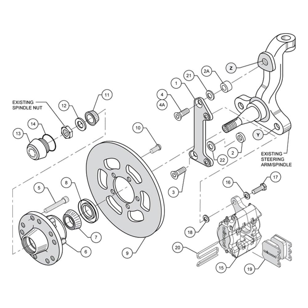 DLS Front Drag Kit WILWOOD 140-1016-D, Drilled Rotor Camaro, Nova, Chevelle