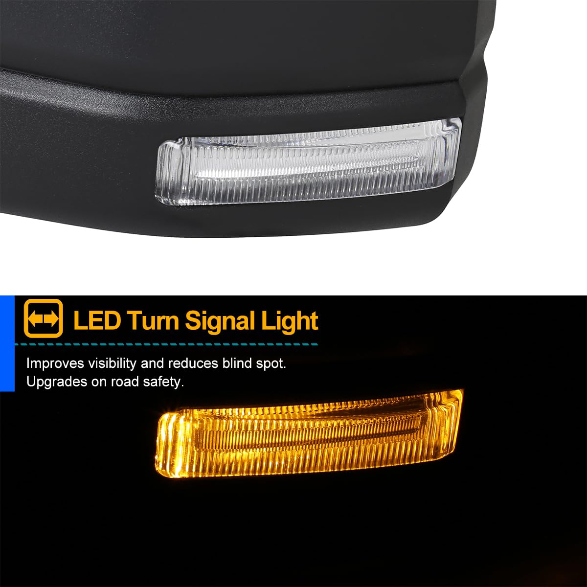 Power Spec-D Tuning Heated+LED Turn Signal Black Left Driver Side Mirror Compatible with 2015-2020 Ford F150