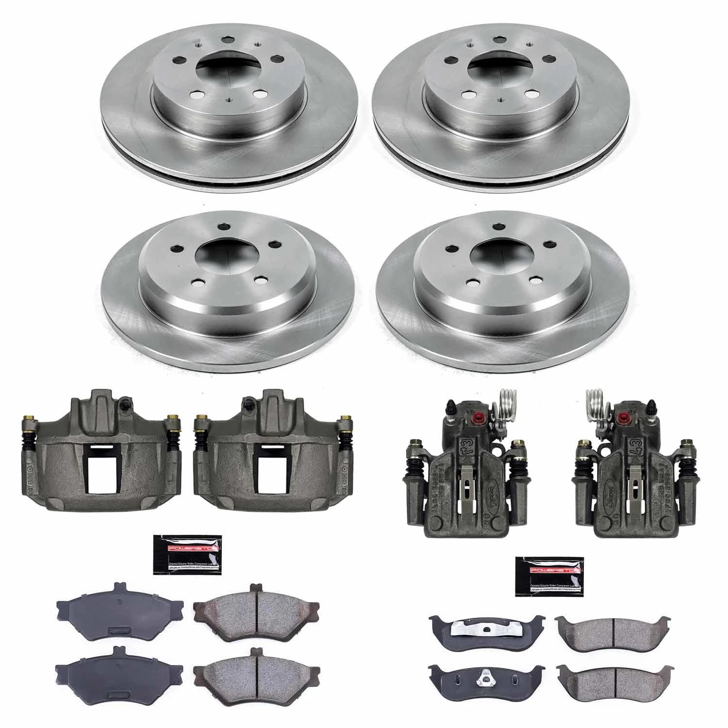 Power Stop Autospecialty Front & Rear Caliper Brake Kit- Brake Calipers, Brake Rotors and Ceramic Brake Pads