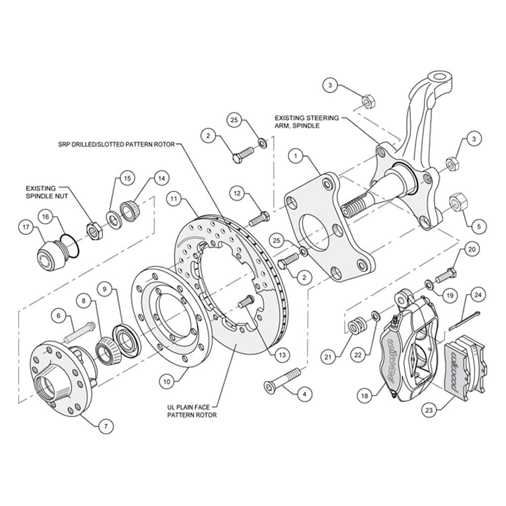 140-9828 WILWOOD Front Kit,12.19" CPD 62-72 B, 70-72 E w/Drum