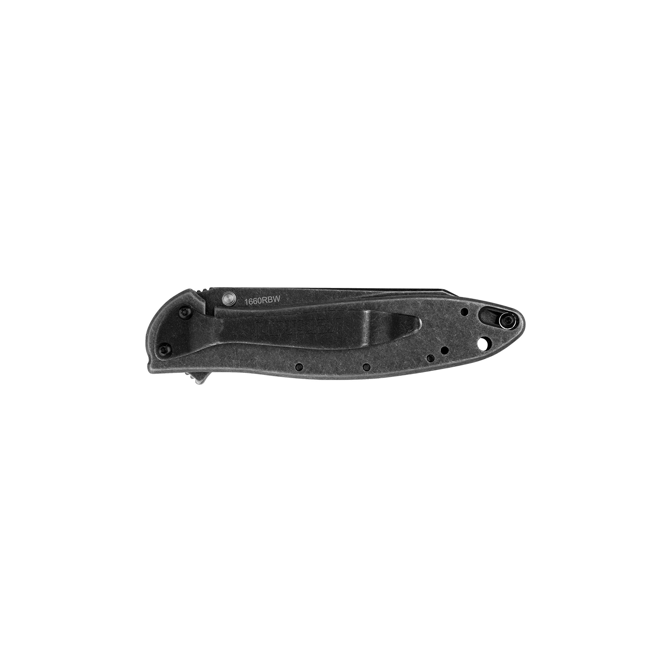 Kershaw Pocket Knife Random Leek, Blackwash, 3 Inch Stainless Steel Reverse Tanto Blade, EDC with Assisted Opening, Made in The USA, Reversible Clip Carry, Everyday Carry Pocket Knife for Men & Women