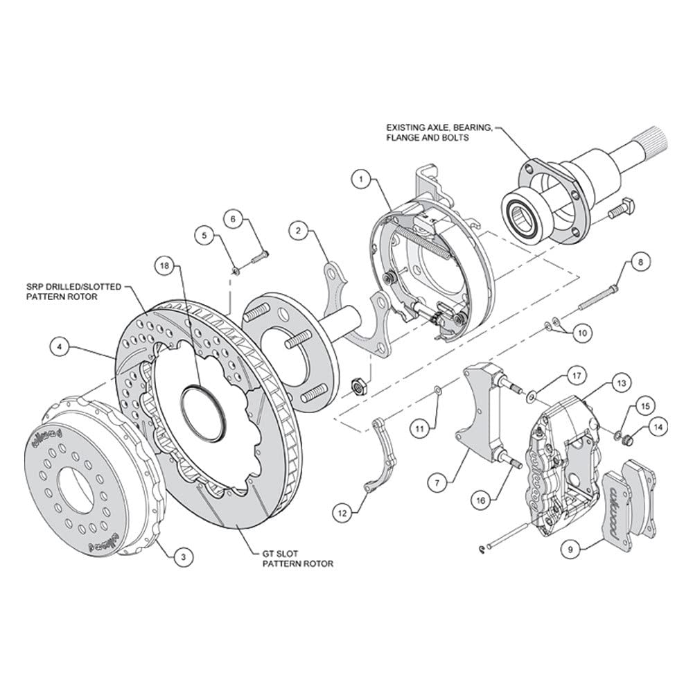 Rear P-Brake Kit AERO4, 14.00", Drilled