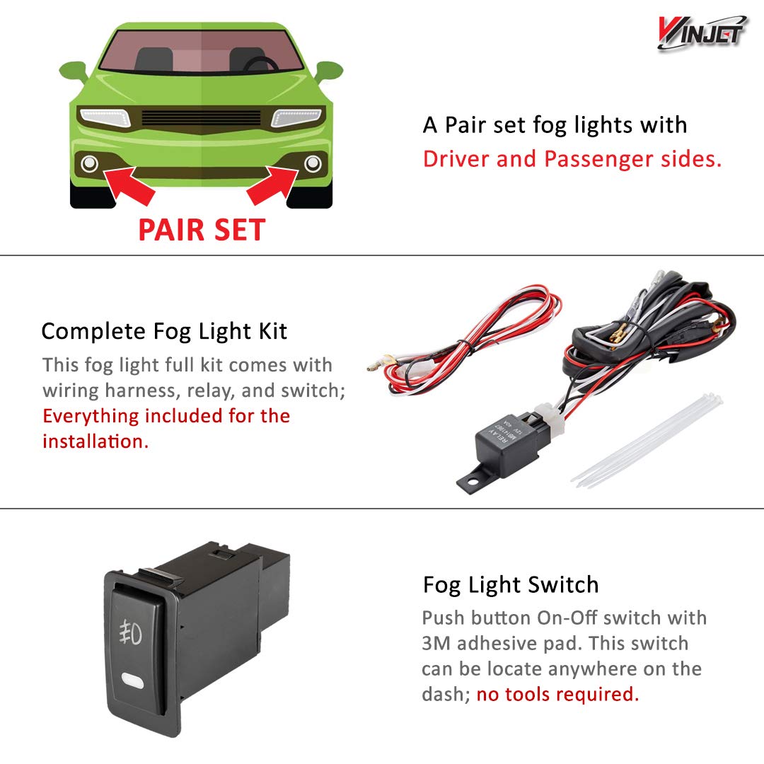 OEM Series Winjet for [2010-2011 Honda CR-V CRV] Driving Fog Lights + Switch + Wiring Kit