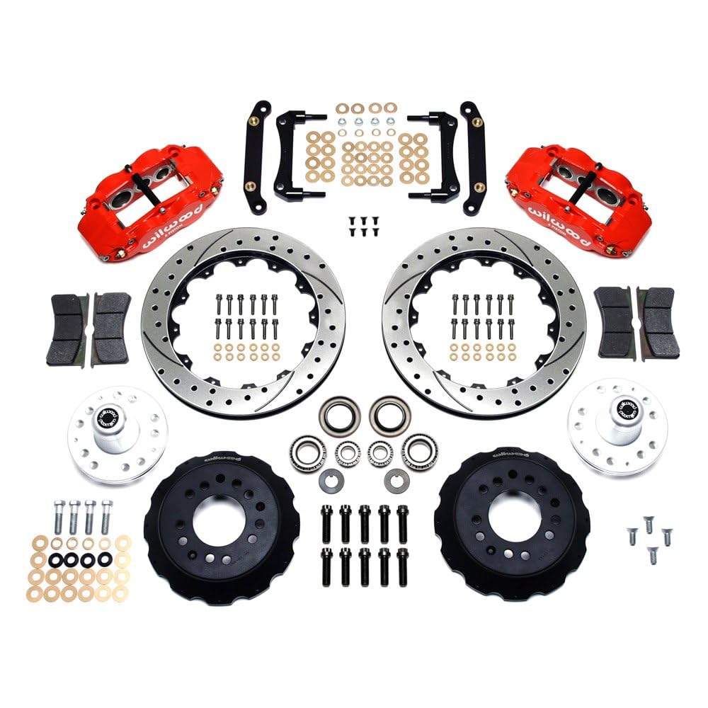 140-10485-DR WILWOOD FNSL6R Front Hub Kit,12.88", Drill, Red 70-78 Camaro