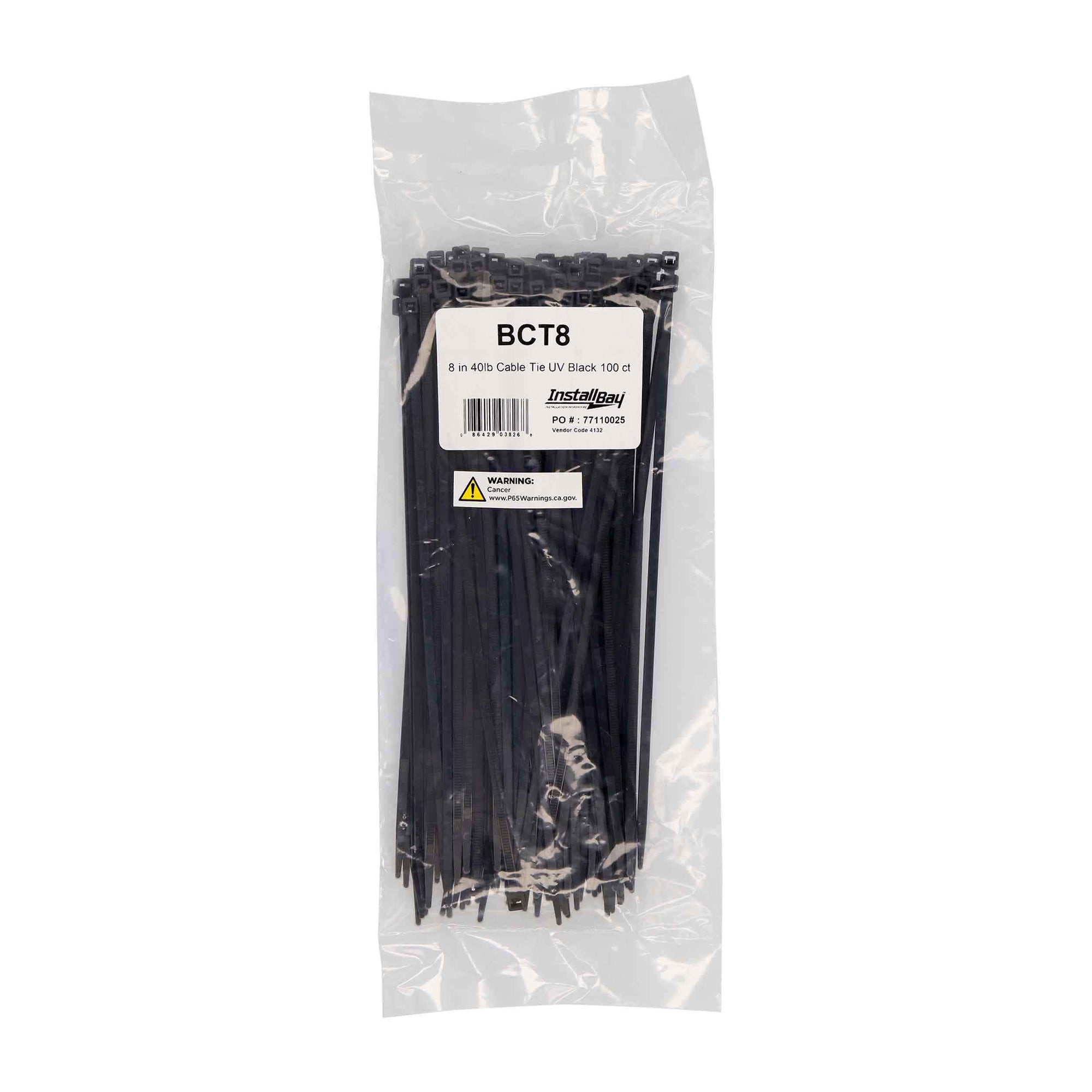 BCT8 Install Bay 8-Inches Cable Tie 40 Pound - 100 Pack (Black)