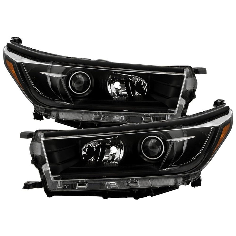 Toyota Highlander 17-19 (LE/XLE) Spyder (OE) Non DRL Halogen Headlights - Low Beam-H11(Included) ; High Beam-HB3(Included) ; Signal-7444(Included) - Non OE All Black