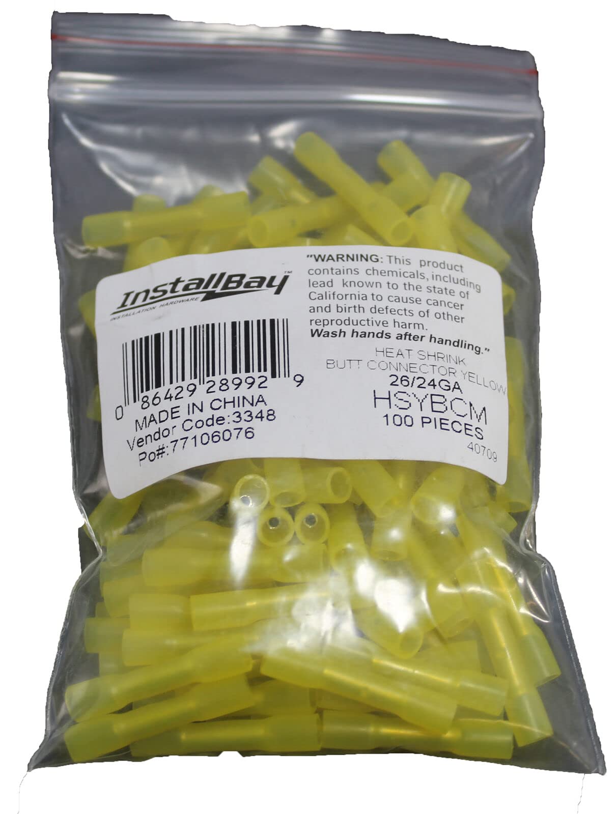 Metra Heat Shrink InstallBay Yellow Butt Connector 24/26Ga - 100Pk