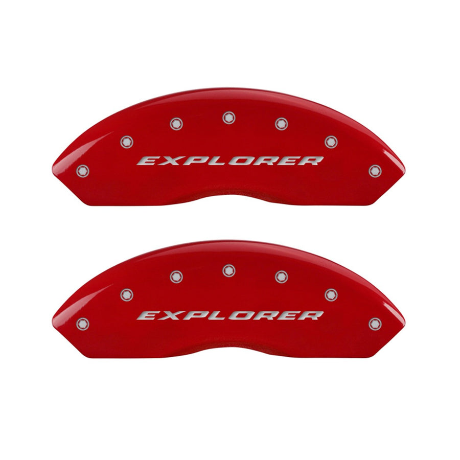 MGP 10041SXPLRD Caliper Covers Red Brake Covers Engraved with Silver Explorer (2012-Up) (Set of 4)