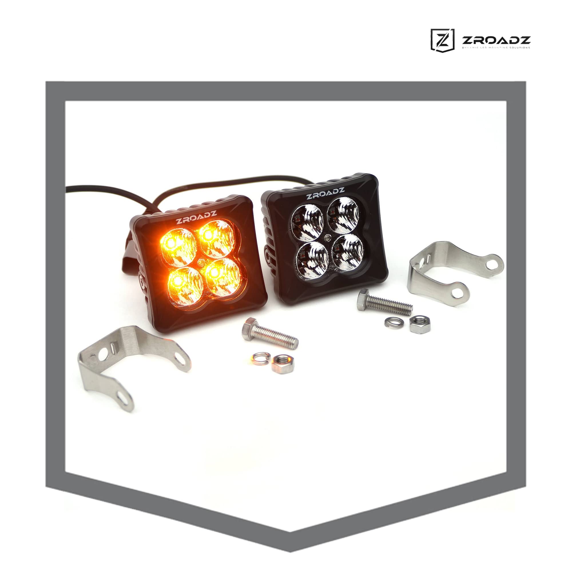 ZROADZ 3"Light Pod Kit, G2 Series, Amber, Flood 2 Piece Kit w/Harness Z30BC12W-D3A-K