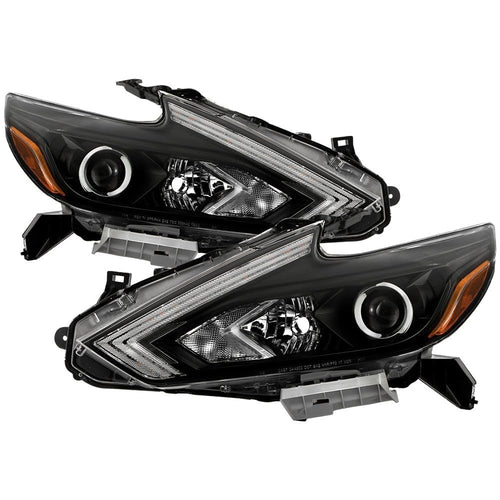 (xTune) Nissan Altima 4Dr 16-18 (OE Style) Switch Black LED Signal DRL Halogen Headlights - Low Beam-H11(Included) ; High Beam-H9(Included) ; Signal-LED(Included) - Black