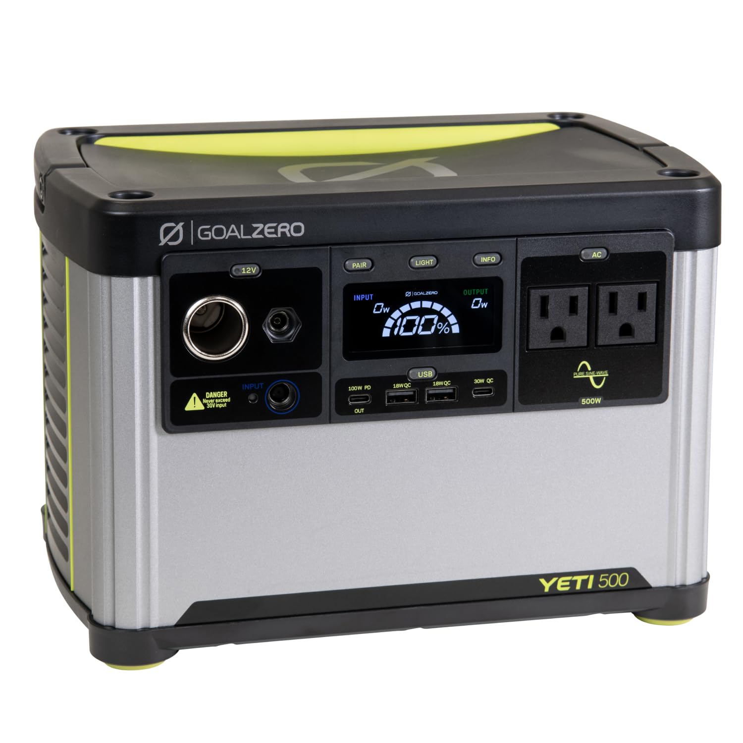 Goal Zero Yeti 500 Portable Power Station, 499 Watt Hour LiFePO4 Battery, Water Resistant & Dustproof Solar Generator for Outdoors, Camping, Tailgating, & Home, Clean Renewable Off-Grid Power