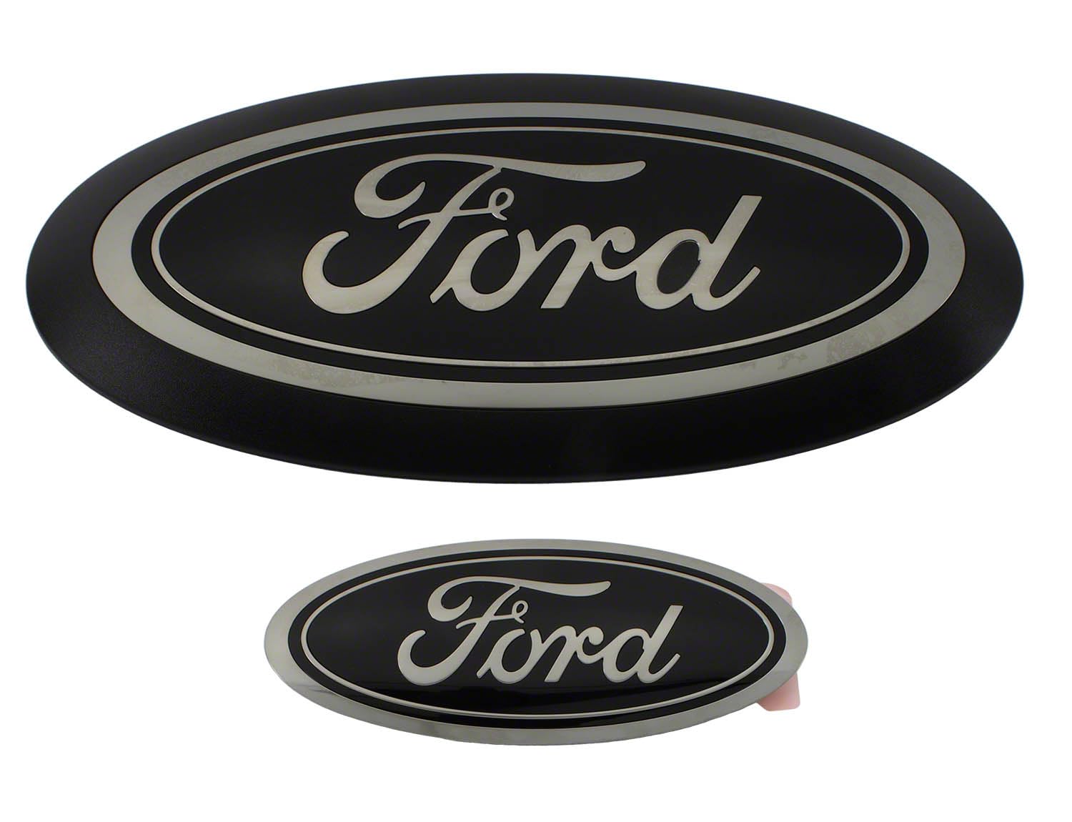 2023-2024 Ford Super Duty Smoke Black Oval Grille & Tailgate Badges Without Front Camera M-1447-SDB3